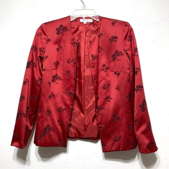 Un Deux Trois Red & Black Floral Dress Work Blazer Long Sleeves size 10 - Picture 1 of 6